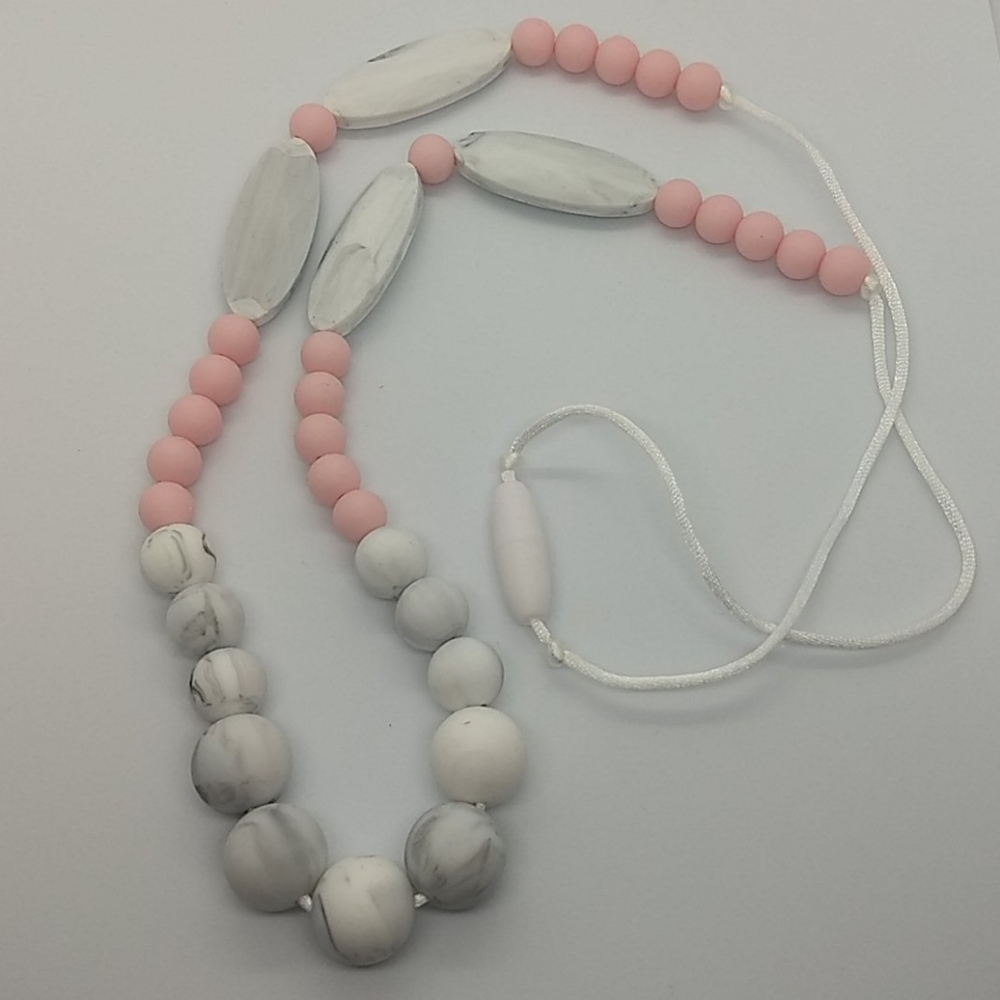 Marquise Flow (Marble/Pink) Teething Necklace